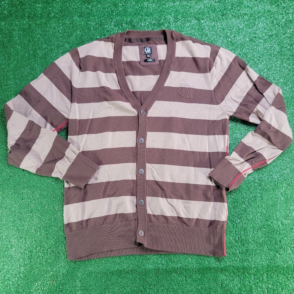 Cavi Men's Long Sleeved Cardigan Sweater Size XL Brown Tan Button Down V Neck